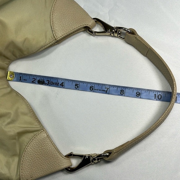 Dooney & Bourke Tan/Cream Hobo Satchel Bag, Nylon & Leather - Picture 9 of 16